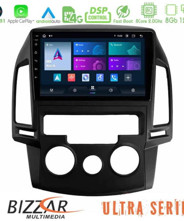 Bizzar Ultra Series Hyundai i30 2007 2012 Manual AC 8core Android11 8128GB Navigation Multimedia Tablet 9