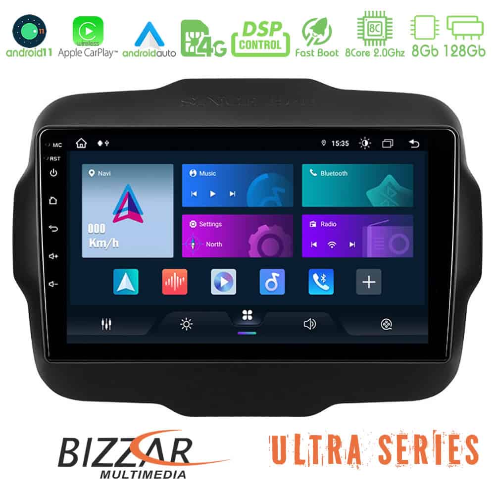 Bizzar Ultra Series Jeep Renegade 2015 2019 8core Android11 8128GB Navigation Multimedia Tablet 9