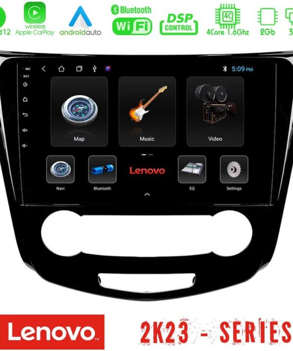 Lenovo Car Pad Nissan Qashqai J11 Manual AC 4Core Android12 232GB Navigation Multimedia Tablet 10
