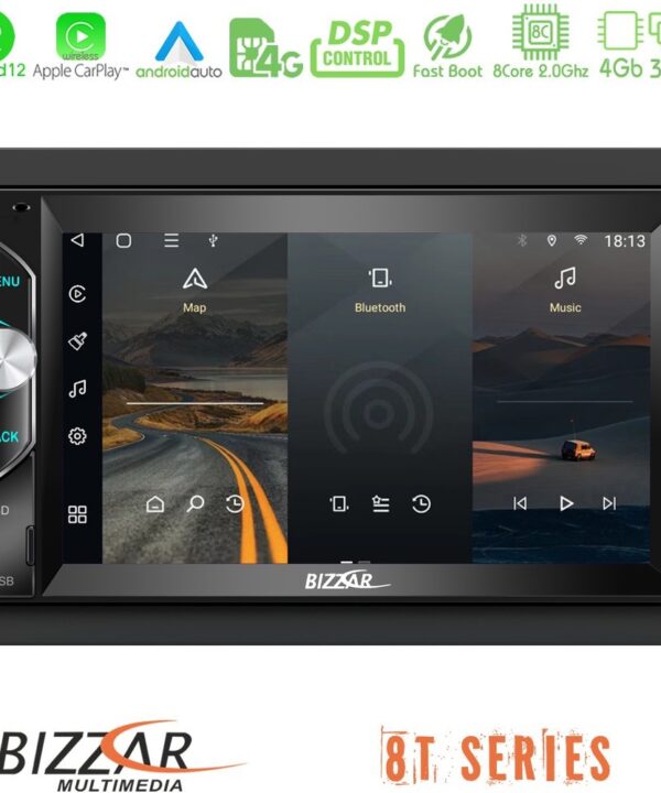 Kimpiris - Bizzar OEM 2DIN Deck 8core Android12 4+32GB Navigation Multimedia Deckless 6.5" με Carplay/AndroidAuto