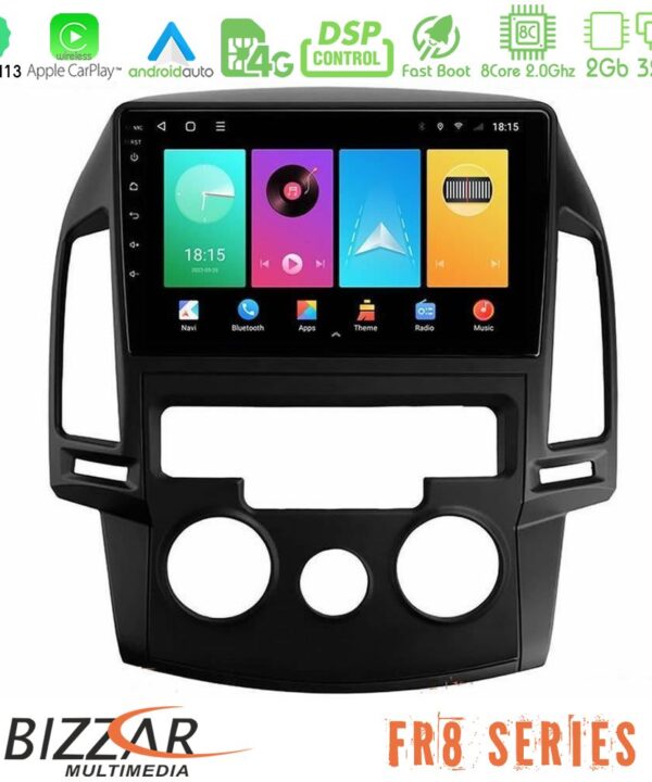 Kimpiris - Bizzar FR8 Series Hyundai i30 2007-2012 Manual A/C 8core Android13 2+32GB Navigation Multimedia Tablet 9"