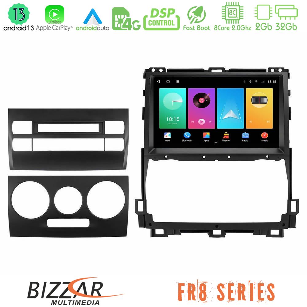Kimpiris - Bizzar FR8 Series Toyota Land Cruiser J120 2002-2009 8Core Android13 2+32GB Navigation Multimedia Tablet 9"