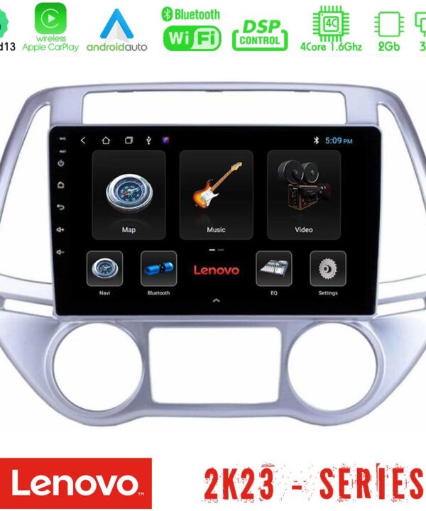 Kimpiris - Lenovo Car Pad Hyundai i20 2012-2014 Auto A/C 4Core Android 13 2+32GB Navigation Multimedia Tablet 9"