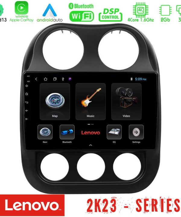 Kimpiris - Lenovo Car Pad Jeep Compass 2012-2016 4Core Android 13 2+32GB Navigation Multimedia Tablet 9"