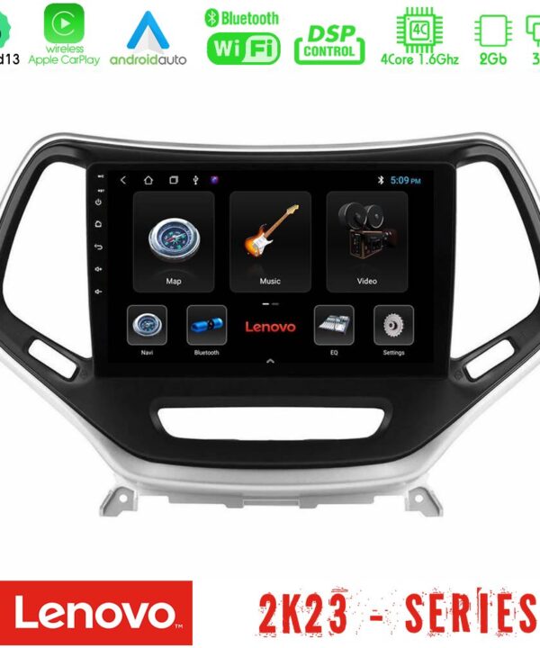 Kimpiris - Lenovo Car Pad Jeep Cherokee 2014-2019 4core Android 13 2+32GB Navigation Multimedia Tablet 9" (Ασημί Χρώμα)