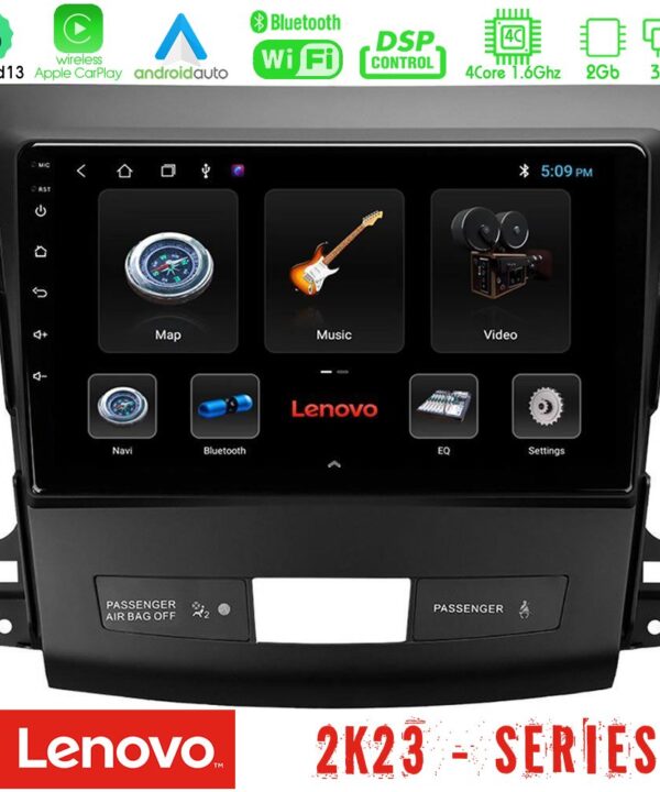 Kimpiris - Lenovo Car Pad Mitsubishi Outlander/Citroen C-Crosser/Peugeot 4007 4Core Android 13 2+32GB Navigation Multimedia Tablet 9"