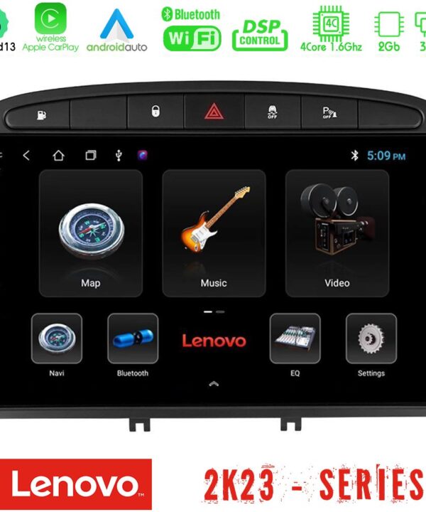 Kimpiris - Lenovo Car Pad Peugeot 308/RCZ 4Core Android 13 2+32GB Navigation Multimedia Tablet 9"