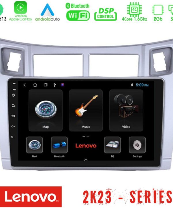 Kimpiris - Lenovo Car Pad Toyota Yaris 4Core Android 13 2+32GB Navigation Multimedia Tablet 9" (Ασημί Χρώμα)