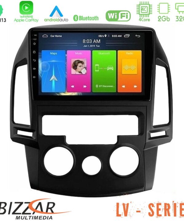 Kimpiris - Bizzar LV Series Hyundai i30 2007-2012 Manual A/C 4Core Android 13 2+32GB Navigation Multimedia Tablet 9"