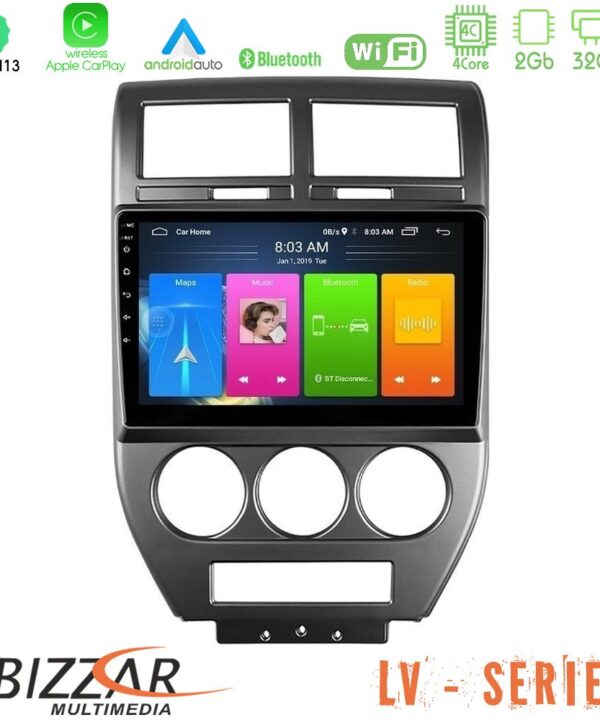 Kimpiris - Bizzar LV Series Jeep Compass/Patriot 2007-2008 4Core Android 13 2+32GB Navigation Multimedia Tablet 10"