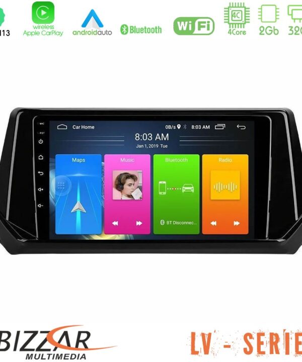 Kimpiris - Bizzar LV Series Peugeot 208 2019-2023 4Core Android 13 2+32GB Navigation Multimedia Tablet 9"