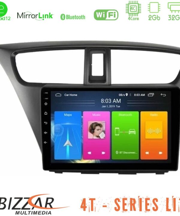 Kimpiris - Bizzar 4T Series Honda Civic Hatchback 2012-2015 4Core Android12 2+32GB Navigation Multimedia Tablet 9"