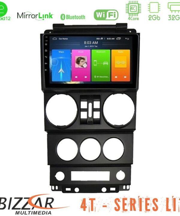 Kimpiris - Bizzar 4T Series Jeep Wrangler 2008-2010 4Core Android12 2+32GB Navigation Multimedia Tablet 9"