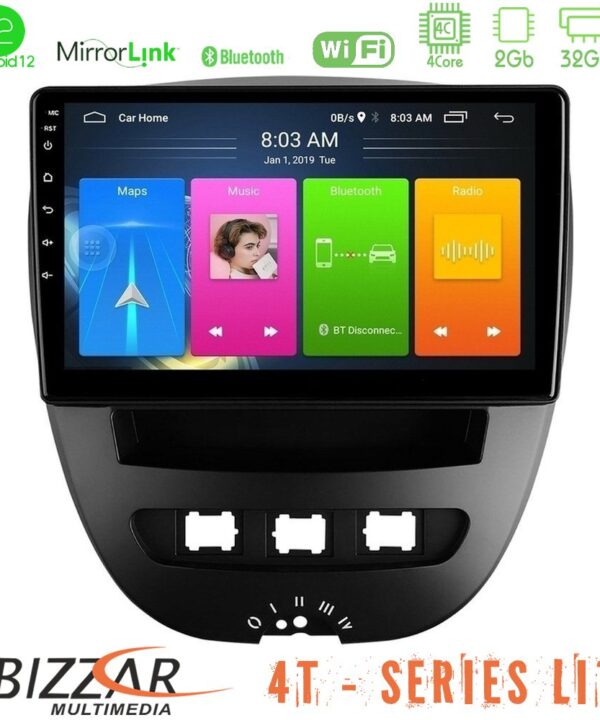 Kimpiris - Bizzar 4T Series Toyota Aygo/Citroen C1/Peugeot 107 4Core Android12 2+32GB Navigation Multimedia Tablet 10"