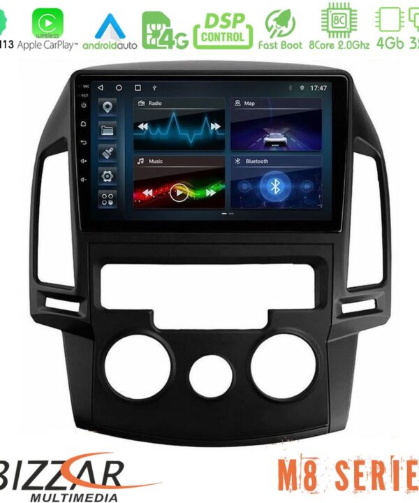 Kimpiris - Bizzar M8 Series Hyundai i30 2007-2012 Manual A/C 8core Android13 4+32GB Navigation Multimedia Tablet 9"