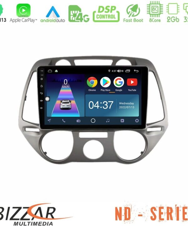 Kimpiris - Bizzar ND Series 8Core Android13 2+32GB Hyundai i20 2009-2012 Manual A/C Navigation Multimedia Tablet 9"