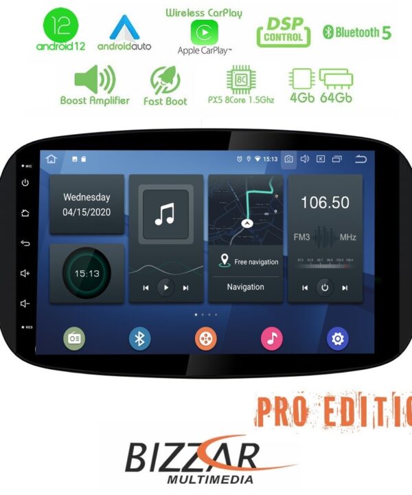 Kimpiris - Bizzar OEM Smart 453 (με Εργοστασιακή Οθόνη) 8core Android12 4+64Gb Navigation Multimedia