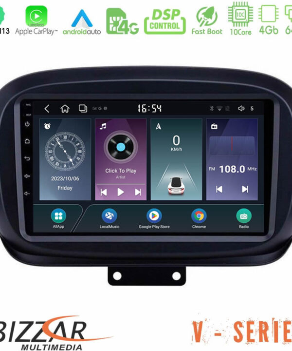 Kimpiris - Bizzar V Series Fiat 500X 10core Android13 4+64GB Navigation Multimedia Tablet 9"