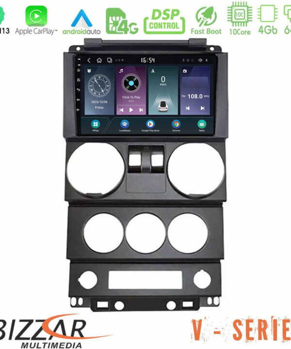 Kimpiris - Bizzar V Series Jeep Wrangler 2Door 2008-2010 10core Android13 4+64GB Navigation Multimedia Tablet 9"