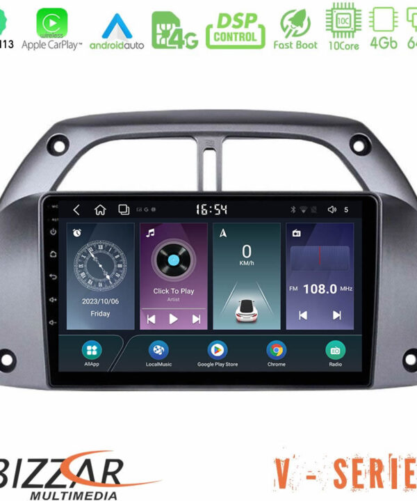 Kimpiris - Bizzar V Series Toyota RAV4 2001 - 2006 10core Android13 4+64GB Navigation Multimedia Tablet 9"