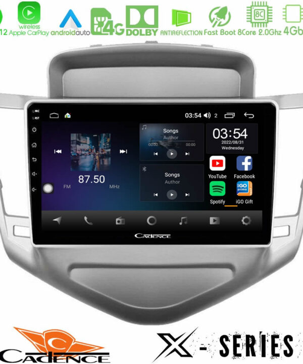 Kimpiris - Cadence X Series Chevrolet Cruze 2009-2012 8core Android12 4+64GB Navigation Multimedia Tablet 9"