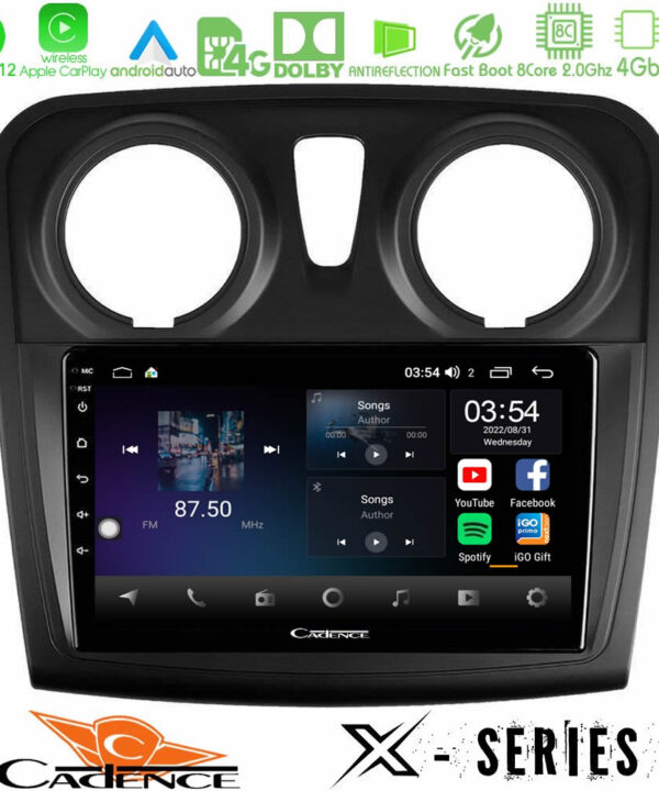 Kimpiris - Cadence X Series Dacia Sandero/Dokker 2014-2020 8core Android12 4+64GB Navigation Multimedia Tablet 9"