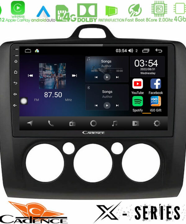 Kimpiris - Cadence X Series Ford Focus Manual AC 8core Android12 4+64GB Navigation Multimedia 9" (Μαύρο Χρώμα)