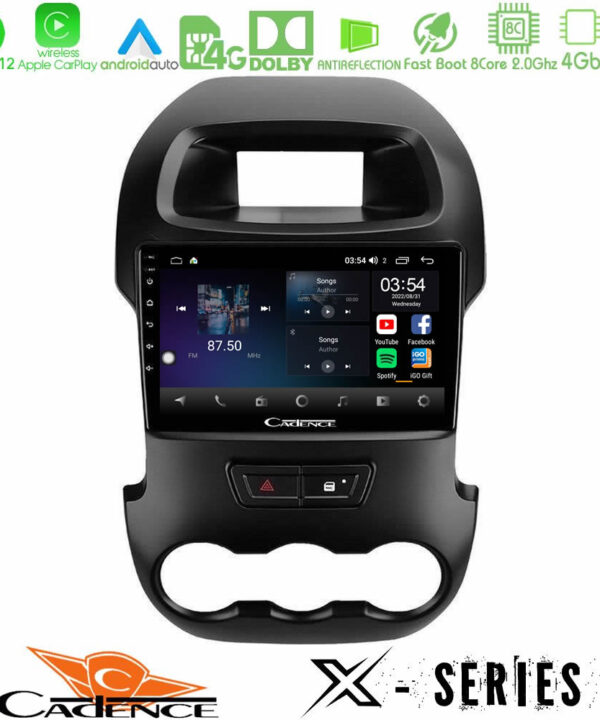 Kimpiris - Cadence X Series Ford Ranger 2012-2016 8core Android12 4+64GB Navigation Multimedia Tablet 9"