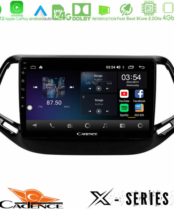 Kimpiris - Cadence X Series Jeep Compass 2017> 8core Android12 4+64GB Navigation Multimedia Tablet 10"