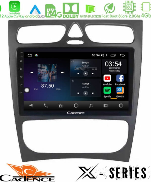 Kimpiris - Cadence X Series Mercedes C Class (W203) 8core Android12 4+64GB Navigation Multimedia Tablet 9"