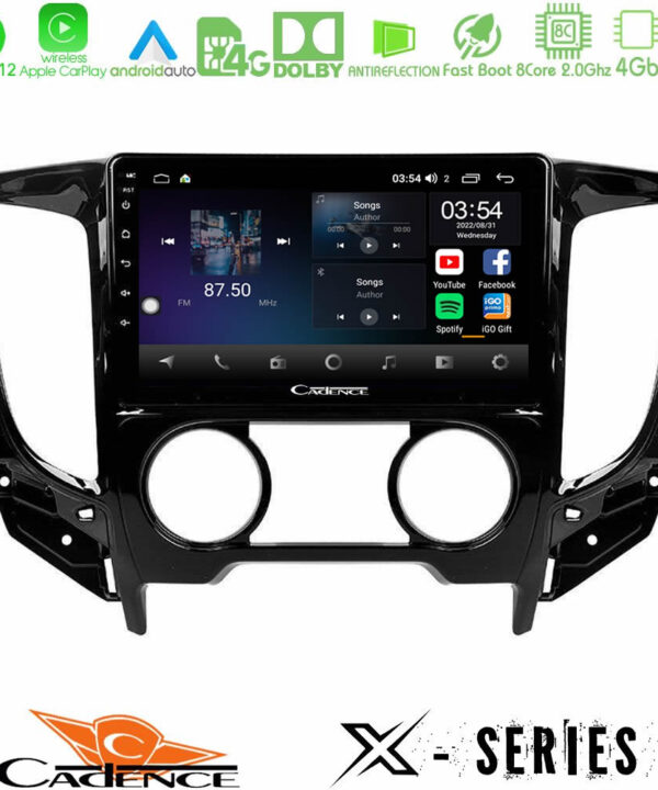Kimpiris - Cadence X Series Mitsubishi L200 2016-> & Fiat Fullback (Manual A/C) 8core Android12 4+64GB Navigation Multimedia Tablet 9"