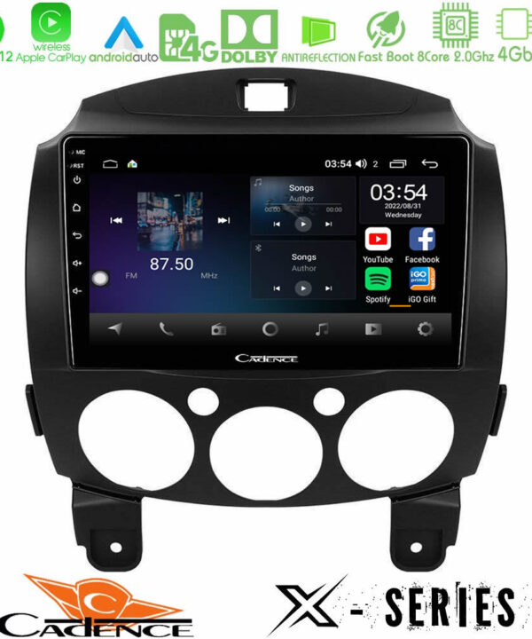 Kimpiris - Cadence X Series Mazda 2 2008-2014 8core Android12 4+64GB Navigation Multimedia Tablet 9"