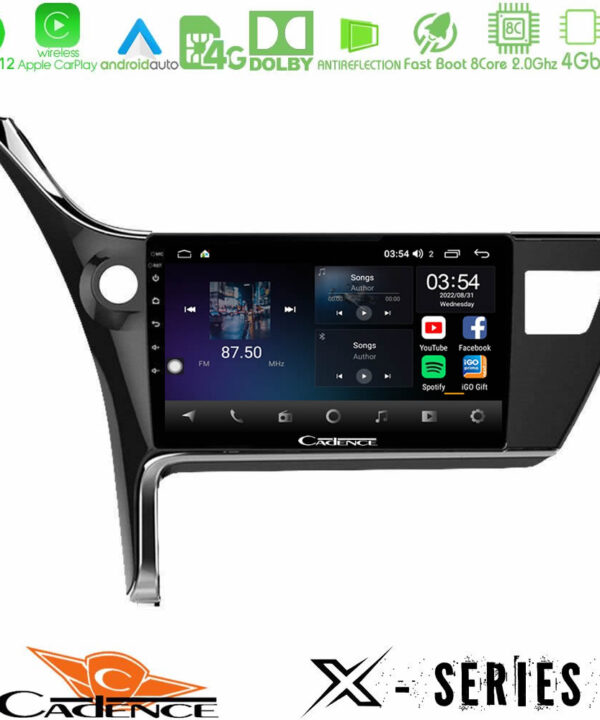 Kimpiris - Cadence X Series Toyota Corolla 2017-2018 8core Android12 4+64GB Navigation Multimedia Tablet 10"