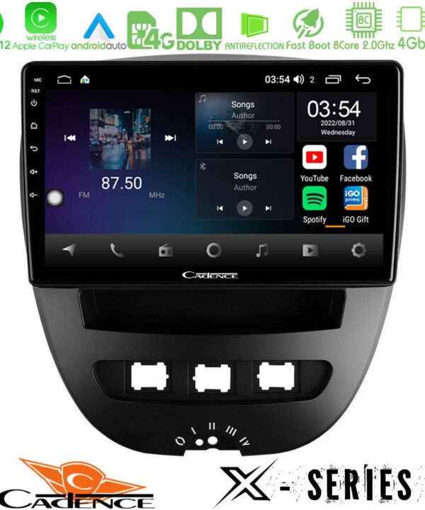 Kimpiris - Cadence X Series Toyota Aygo/Citroen C1/Peugeot 107 8core Android12 4+64GB Navigation Multimedia Tablet 10"