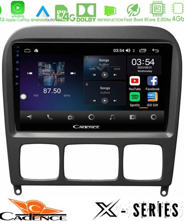 Kimpiris - Cadence X Series Mercedes S Class 1999-2004 (W220) 8core Android12 4+64GB Navigation Multimedia Tablet 9"