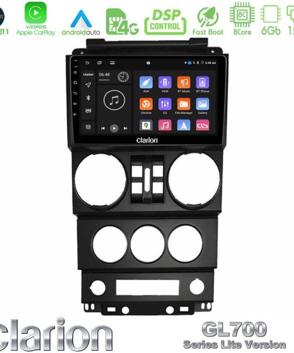 Kimpiris - Clarion GL700 Lite Series 8Core Android11 6+128GB Jeep Wrangler 2008-2010 Navigation Multimedia Tablet 9" Με Carplay & Android Auto