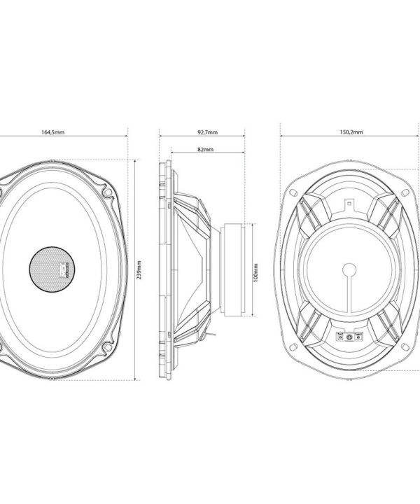 6x9“ (15x23cm) 100W RMS 4Ω 2-way coaxial speakers with silk dome neodymium tweeter