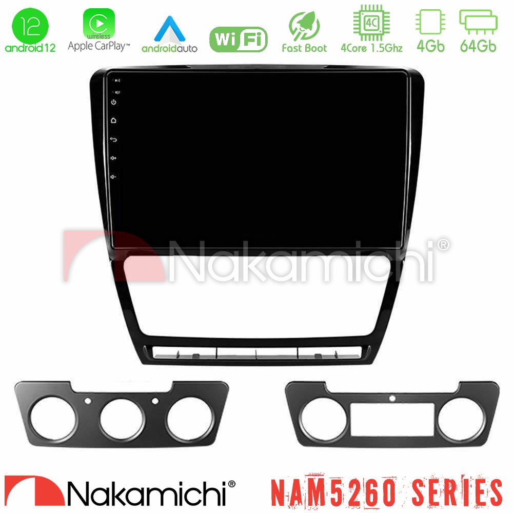 Kimpiris - Nakamichi NAM5260 Series 4Core Android12 4+64GB Skoda Octavia 5 Navigation Multimedia Tablet 10" Με Carplay & Android Auto