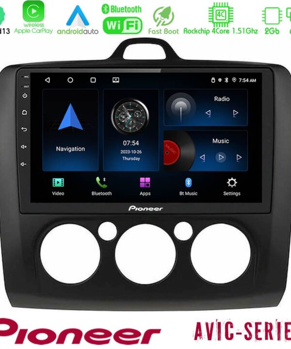Kimpiris - Pioneer AVIC 4Core Android13 2+64GB Ford Focus Manual AC Navigation Multimedia Tablet 9" (Μαύρο Χρώμα)