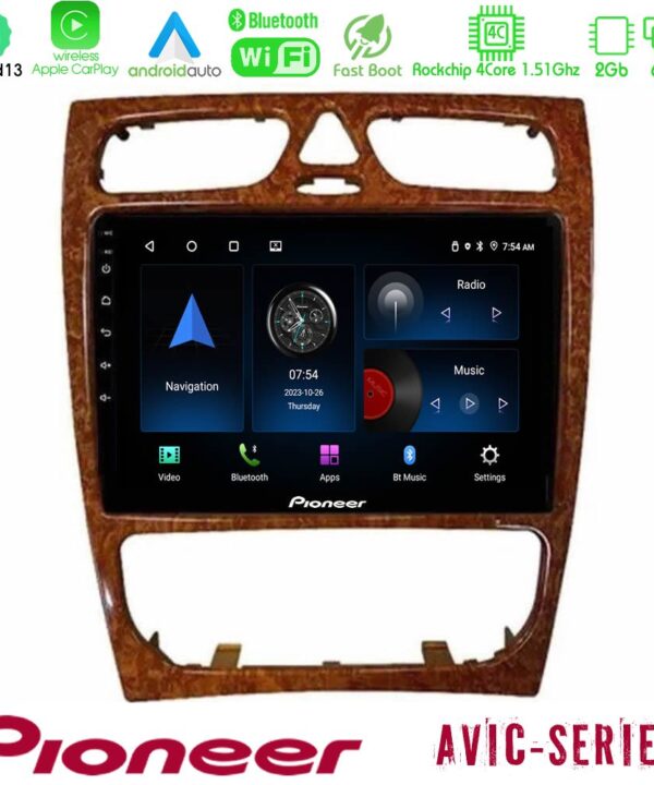 Kimpiris - Pioneer AVIC 4Core Android13 2+64GB Mercedes C Class (W203) Navigation Multimedia Tablet 9" (Wooden Style)