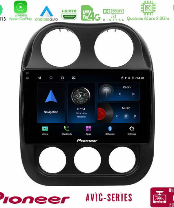 Kimpiris - Pioneer AVIC 8Core Android13 4+64GB Jeep Compass 2012-2016 Navigation Multimedia Tablet 9"