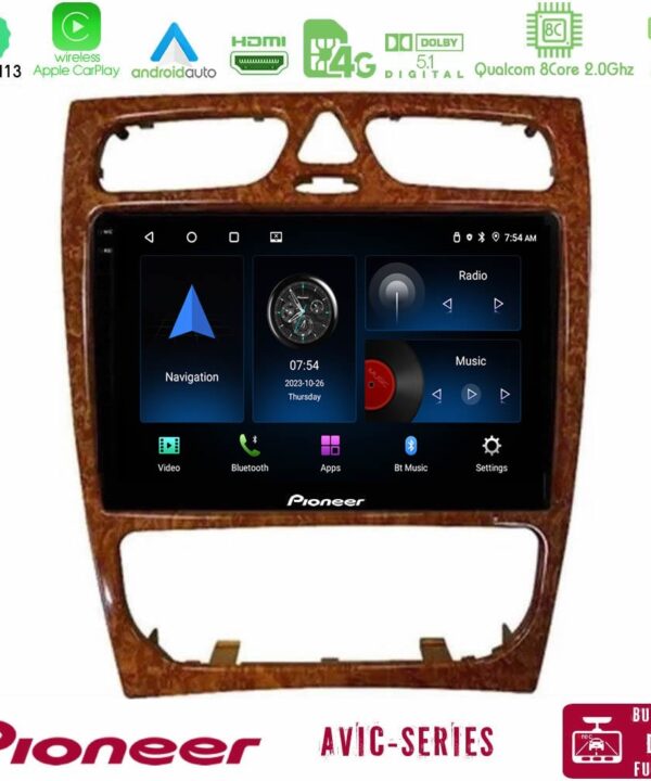 Kimpiris - Pioneer AVIC 8Core Android13 4+64GB Mercedes C Class (W203) Navigation Multimedia Tablet 9" (Wooden Style)