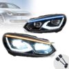 Φανάρια Set Για Vw Golf VΙ 6 08 12 Mk8 Golf Look Dynamic Start DRL amp Φλας Μαύρα Full Led Με Μοτέρ VLand 1