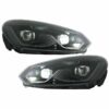 Φανάρια Set Για Vw Golf VΙ 6 08 12 Mk8 Golf Look Dynamic Start DRL amp Φλας Μαύρα Full Led Με Μοτέρ VLand 6