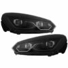 Φανάρια Set Για Vw Golf VΙ 6 08 12 Mk8 Golf Look Dynamic Start DRL amp Φλας Μαύρα Full Led Με Μοτέρ VLand 7