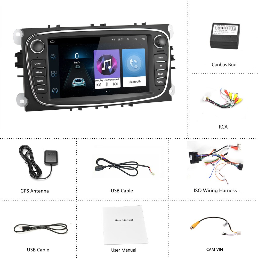 οθόνη android 10 2gb ram 32gb rom FORD radio usb gps mirror link bluethooth 2