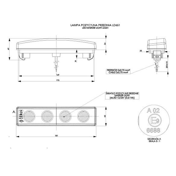 ΟΡΟΦΗΣ HORPOL ΛΕΥΚΑ ΜΕ 4LED 12V24V ΓΙΑ SCANIA 1ΤΕΜ 3