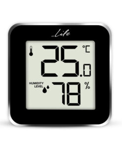 θερμόμετρο και υγρόμετρο εσωτερικού χώρου σε μαύρο χρώμα με πλαίσιο αλουμινίου. LIFE 1
